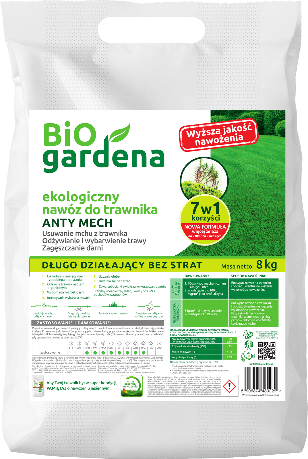 Anty Mech Organiczny Nawóz do Trawnika 8kg